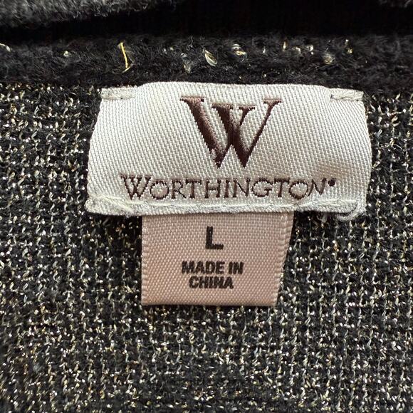 WORTHINGTON Dolman Sweater Sz L Black Gold Metallic 70's Retro Glam Grannycore - Picture 6 of 9